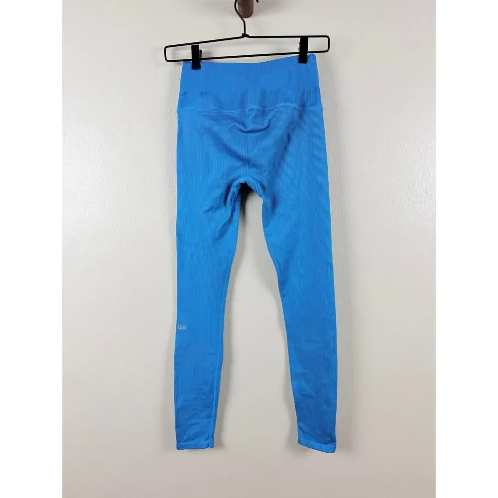 Alo Teal/Blue Yoga Mindful Movement Ribbed Leggings Womens XS Blue High Rise
